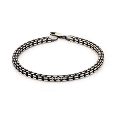 Miesten tumma hopeinen box ranneketju edestä