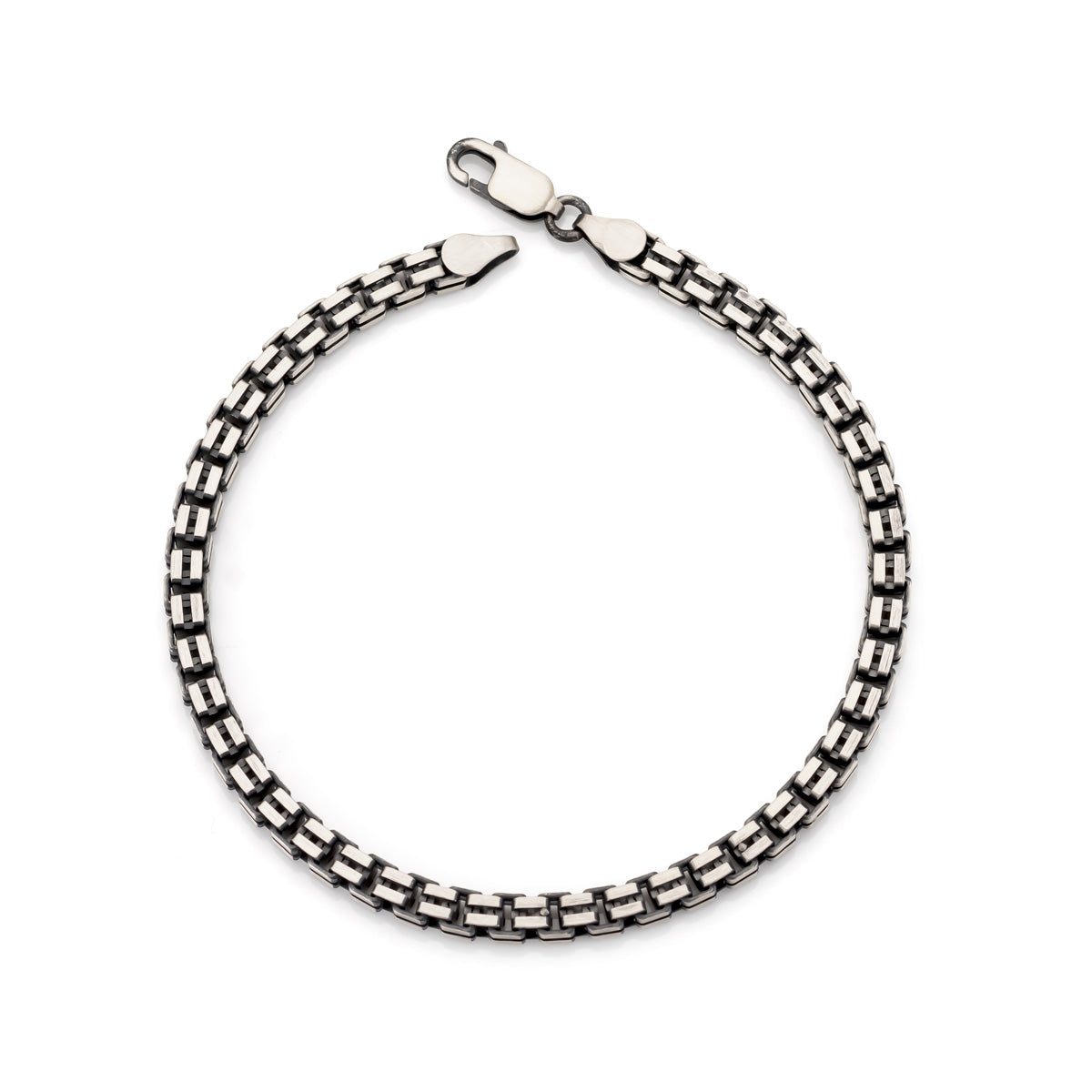 Miesten tumma hopeinen box ranneketju | Taika-korut