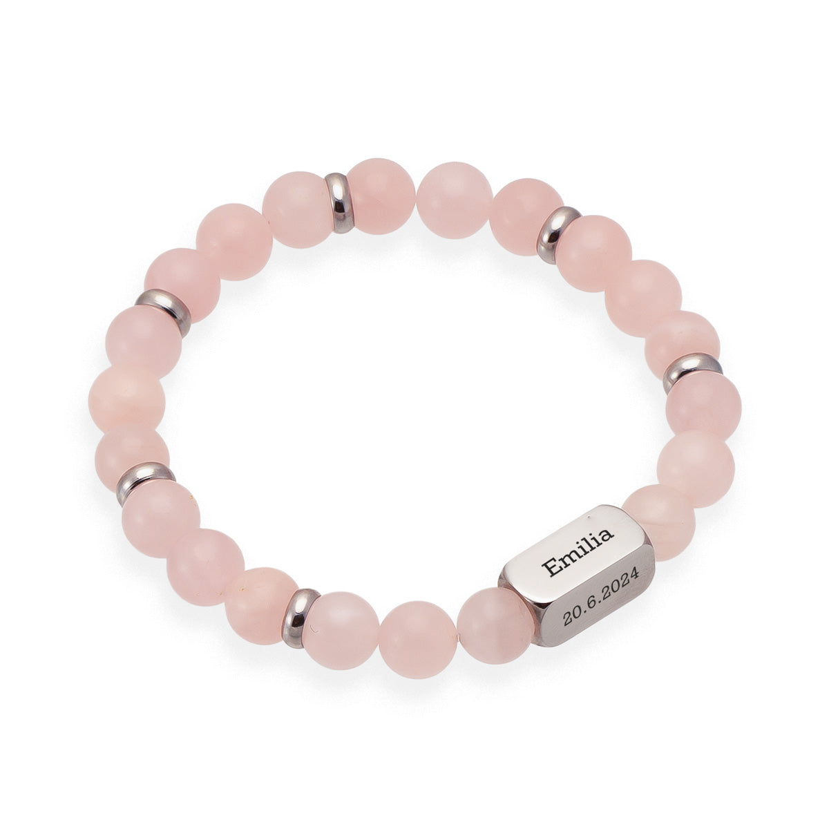 Oma teksti rannekoru - ruusukvartsi