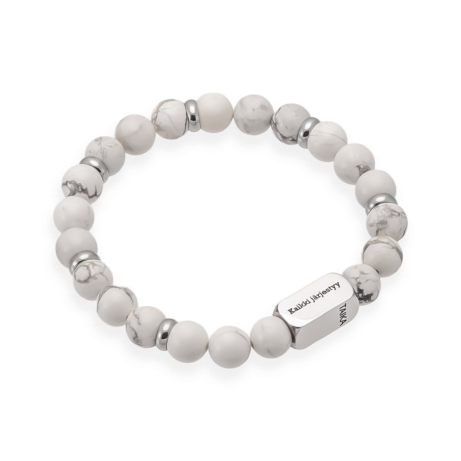 Oma teksti rannekoru - valkoinen howliitti