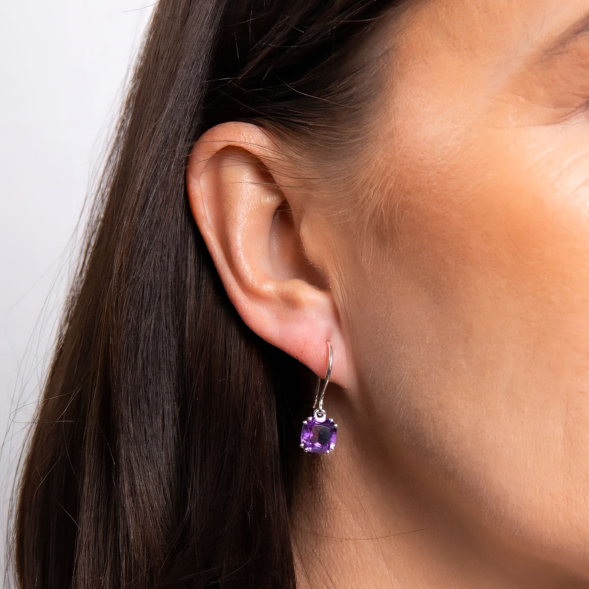 Dangling Amethyst Earrings Silver