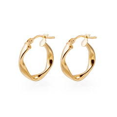 Kultaiset kierteiset korvarenkaat 15 mm | Taika-korut