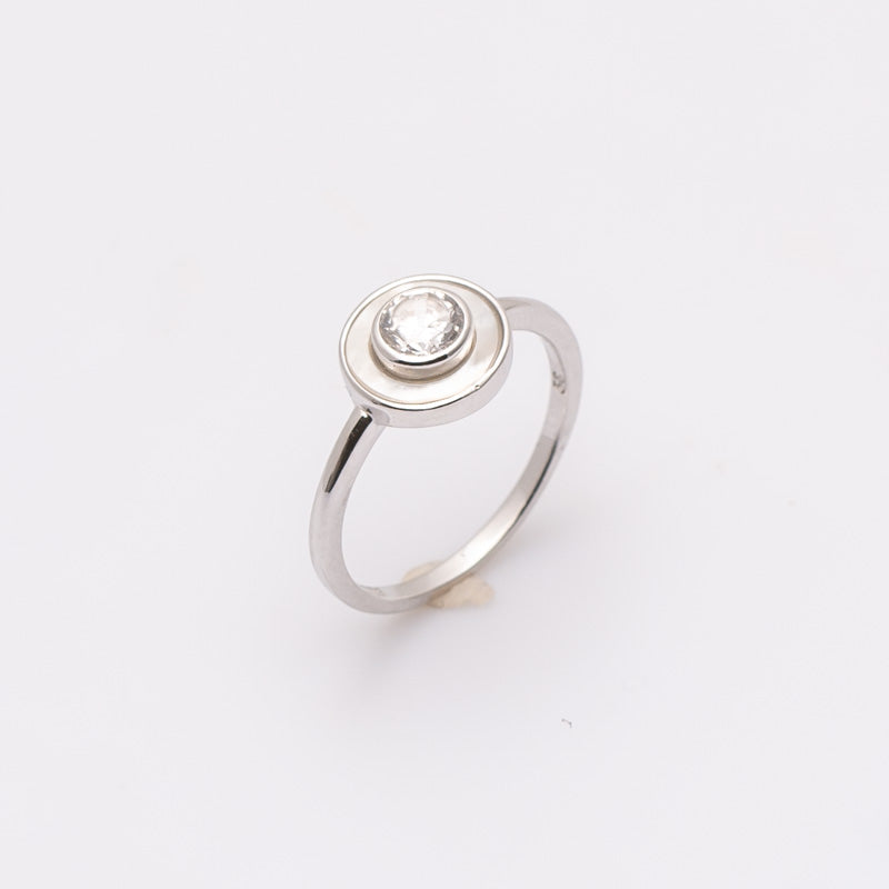 Vintage hopeasormus helmiäisellä 18 mm